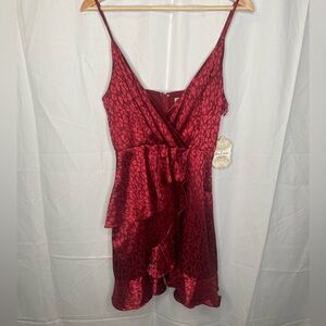 Altar'd State | Red Satin Wrap Dress |